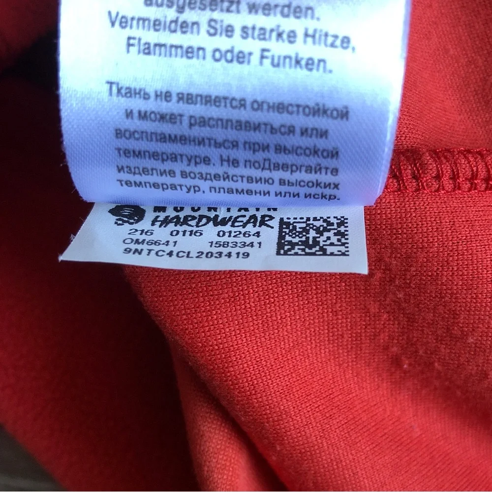 Mountain Hardwear Mens Lightweight Fleece Pullover Large Red Orange Half Zip